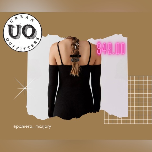 Ribbed UO mini dress with long sleeves and an off-the-shoulder silhouette. - Picture 2 of 4